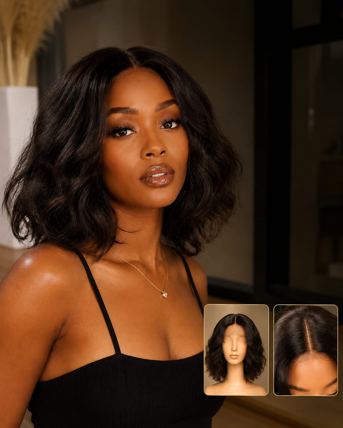 KITOO Human Hair Blend Body Wave Full Wig – Natural Look, Soft & Lightweight – 8", 10", 16" Inches