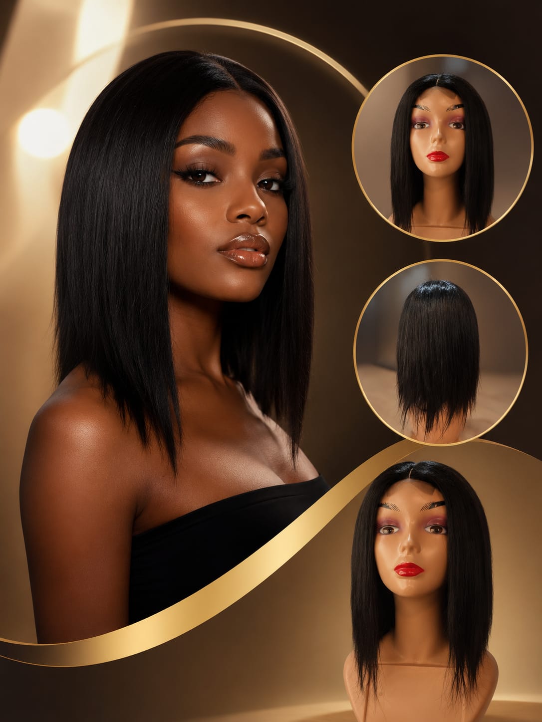 KITOO Euro Straight Full Wig – 10" & 12" | Colour 1B | KSh 2,500